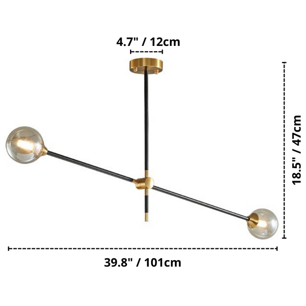 Caspian Multi-Bulb Light Fixture 2 bulb dimensions