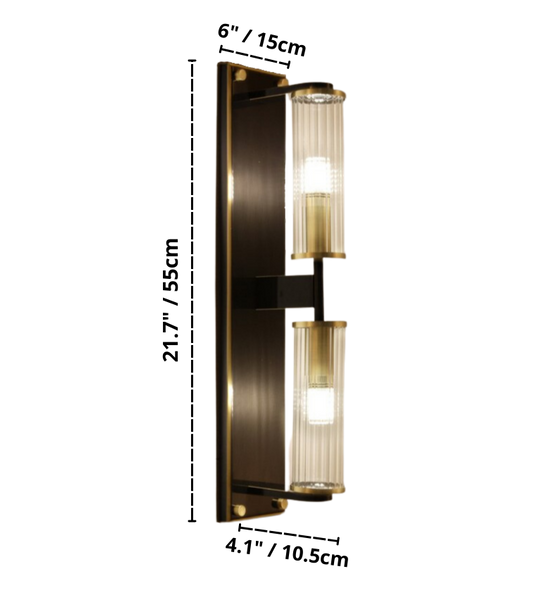 copper and glass column wall sconce dimensions