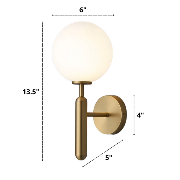 Modern frosted glass globe wall sconce dimensions
