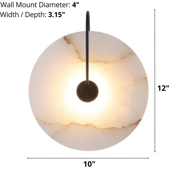 Modern White Marble Circular Wall Sconce Dimensions