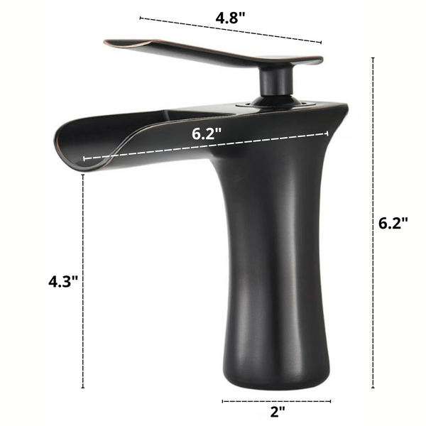 Alta waterfall style bathroom faucet dimensions