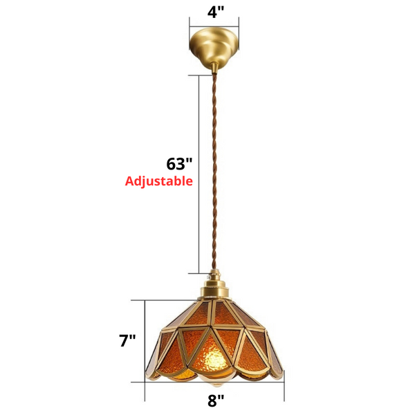 Classic Style Stained Glass Pendant Light Dimensions