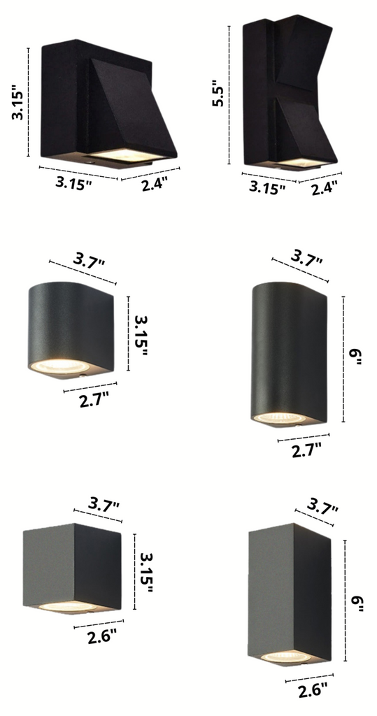Exterior LED Wall Lights Dimensions