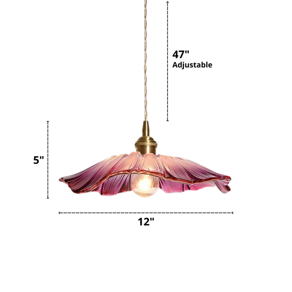 Lilac Floral Japanese Glass Pendant Light Dimensions