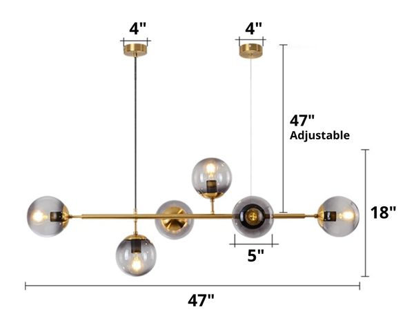 Horizontal Gael chandelier dimensions