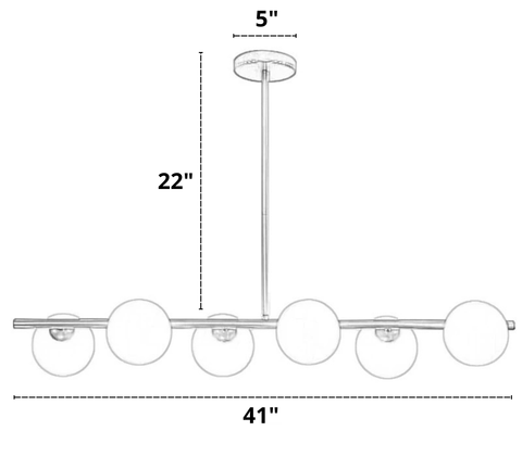 Six Bulb London Light Fixture Dimensions