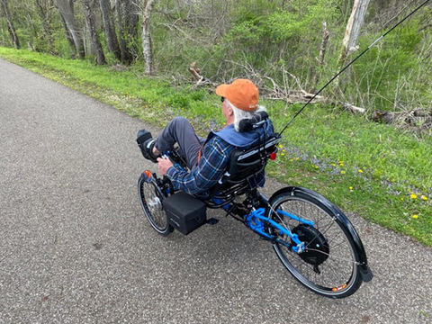 James Giles Riding a Trike with Falco eDrive System