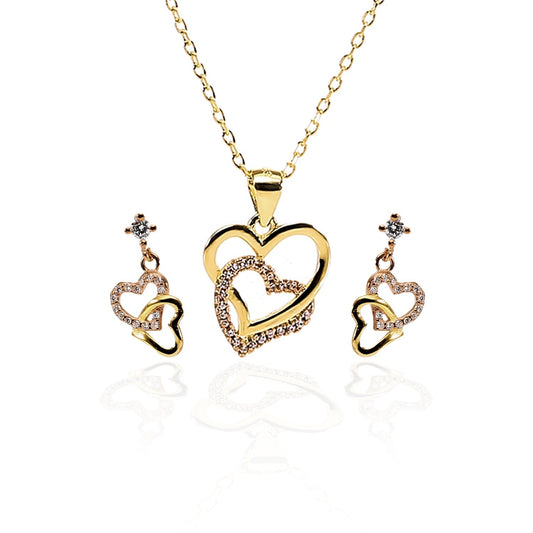 Gold Heart Lock Necklace and Heart Key Earrings Jewelry Set ⋆ It's Just So  You