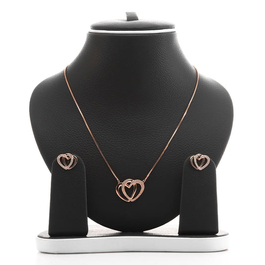 Gold Plated Crystal Heart Necklace Earrings Jewellery Set – Shopifiesta