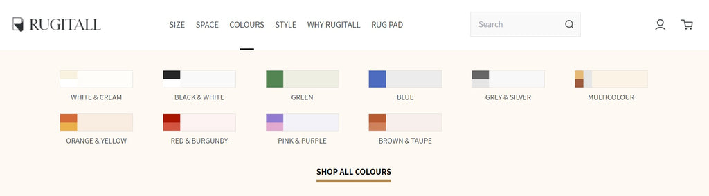 Colors displayed on RugItAll website