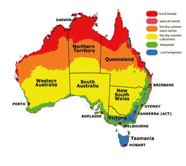 From the statistics of humidity in different regions in Australia, Sydney has a temperate condition