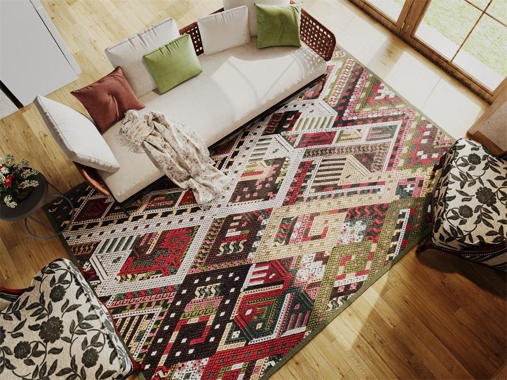 Rugitall Bird's View of Cities Multicolor Rug all over the living room