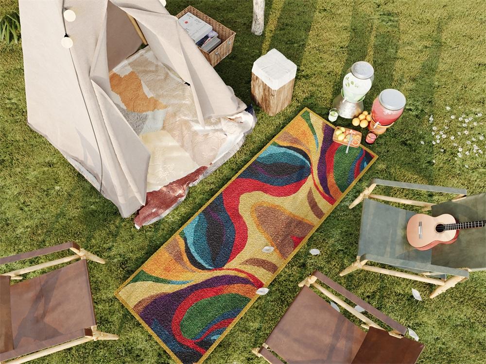 Rugitall Fantastic Dreamland Multicolour Rug placed outdoors on grass