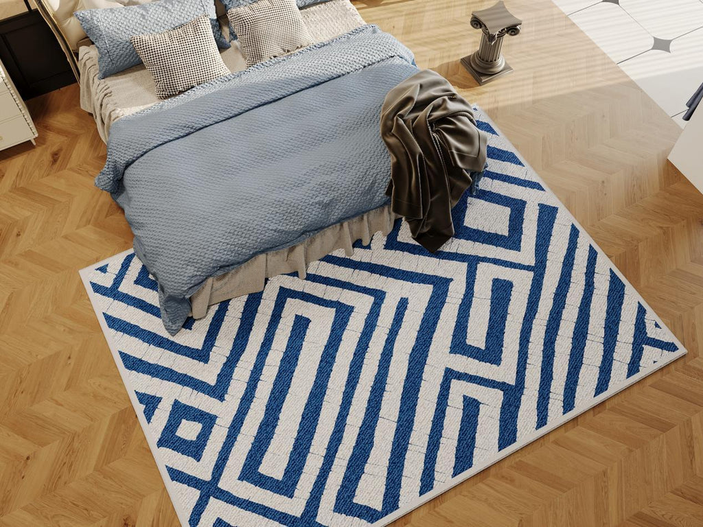 Rugitall Labyrinthine Meditation Ocean Wave Rug in the bedroom