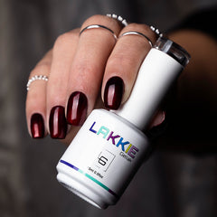 LAKKIE Gel Polish Loving Red. Red Titanium gel polish. For a beautiful metallic effect on your nails.