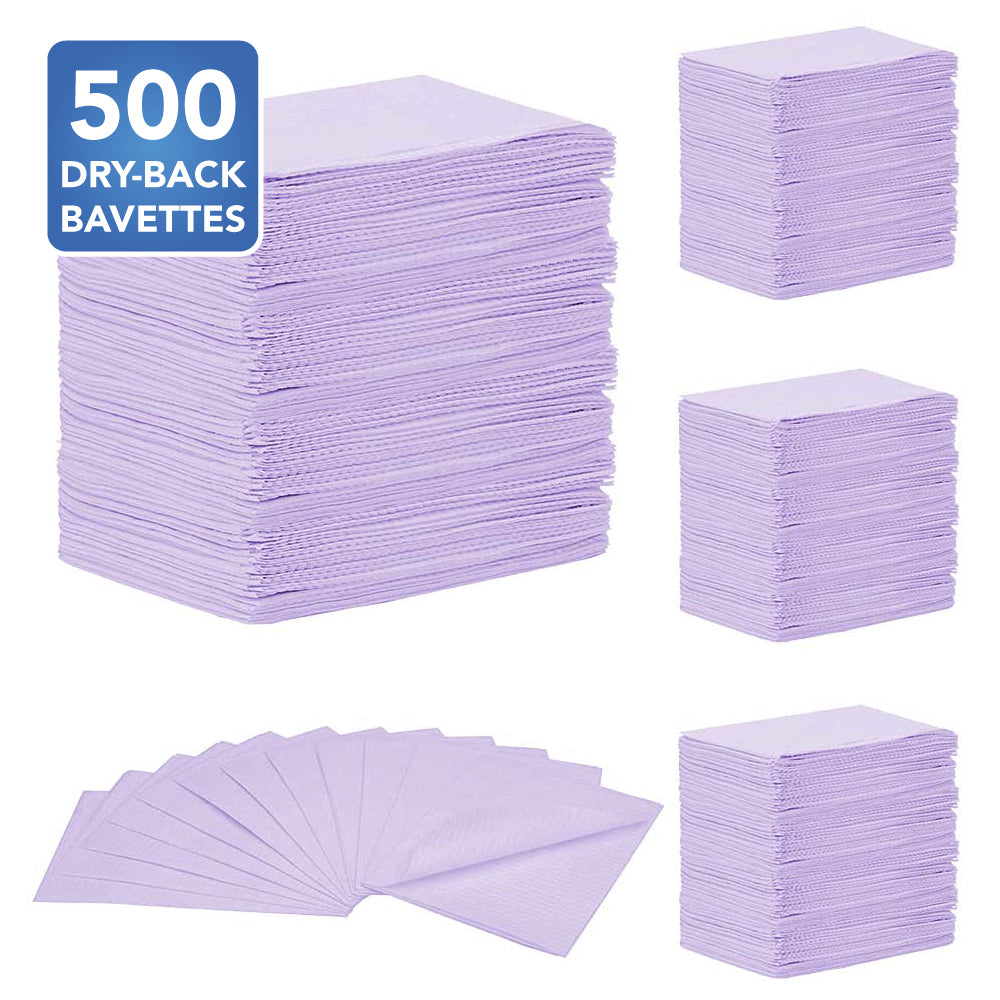 bundle of 500 dental disposable bibs in blue color