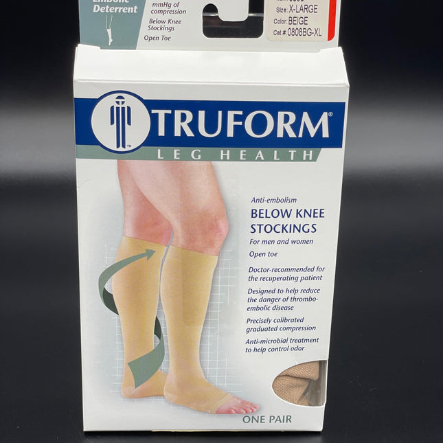 Truform Anti-Embolism Stockings, Knee High, Closed Toe: 18 mmHg, Black,  Small