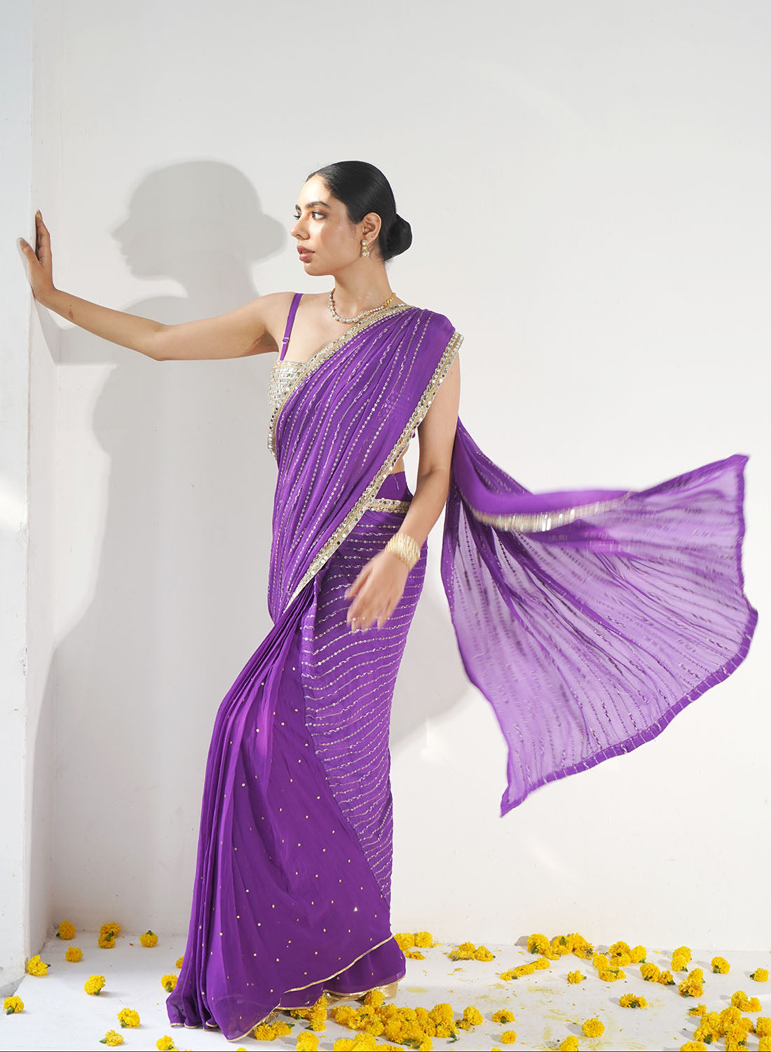 Avani Tied Saree With Mirror Work