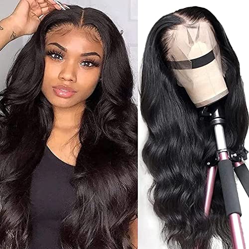 13x4 HD Lace Front Wigs Human Hair Pre Plucked Body Wave Wig Frontal Wigs Human Hair 180% Density Brazilian Virgin Hair Glueless Wigs Human Hair Pre Plucked with Baby Hair Natural Color 14 Inch