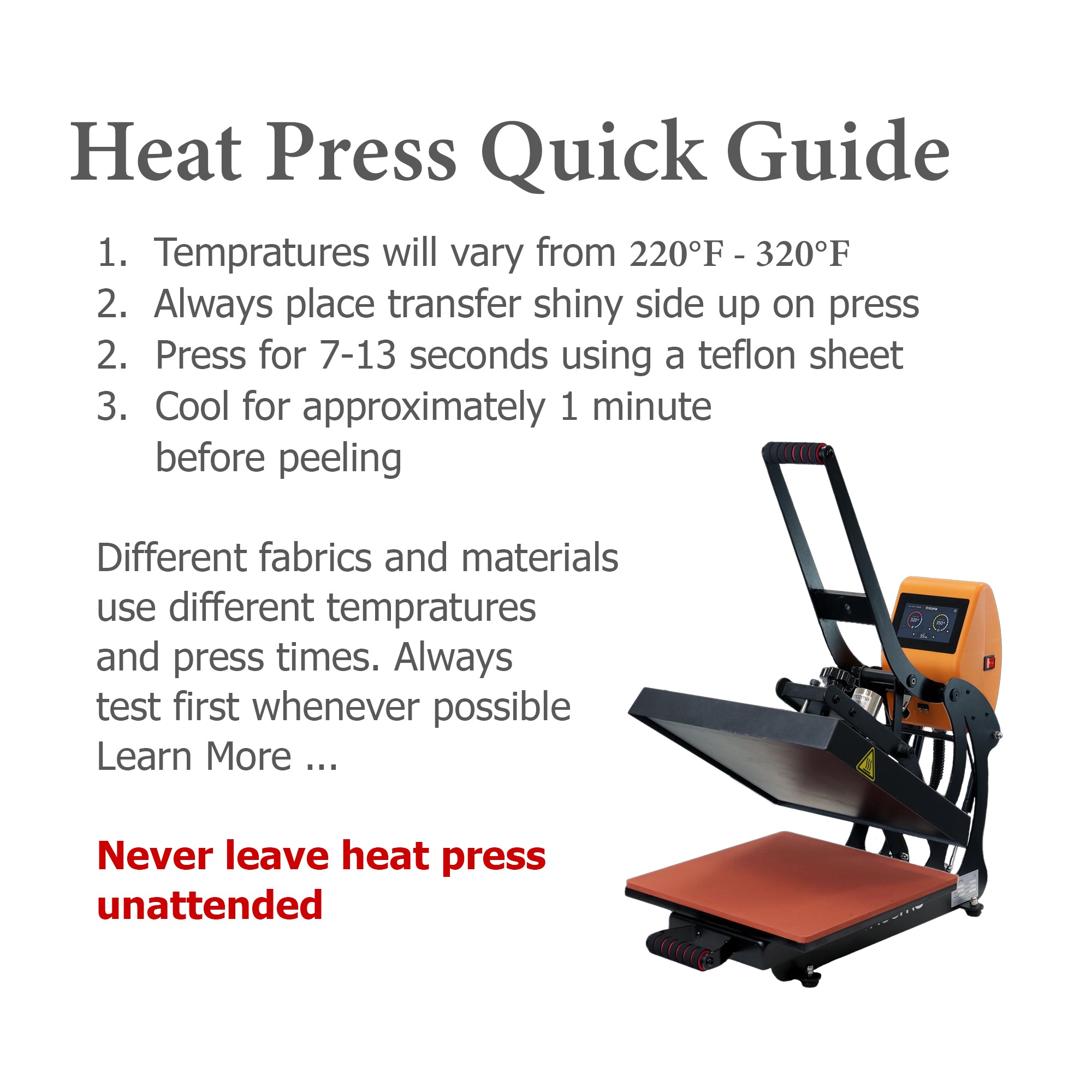 DTF Transfer Heat Press Instructions