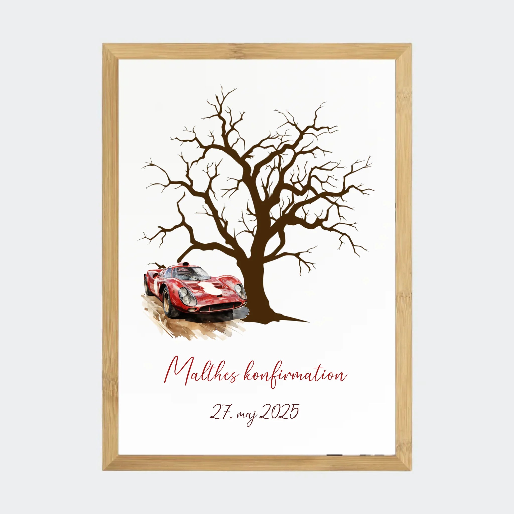Fingeraftryksplakat Med Træ Og Bil A3 / Bambus / A3