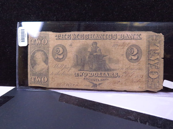 1858 GA 5 Dollar Bank Note SAVANNAH Double Signed & 