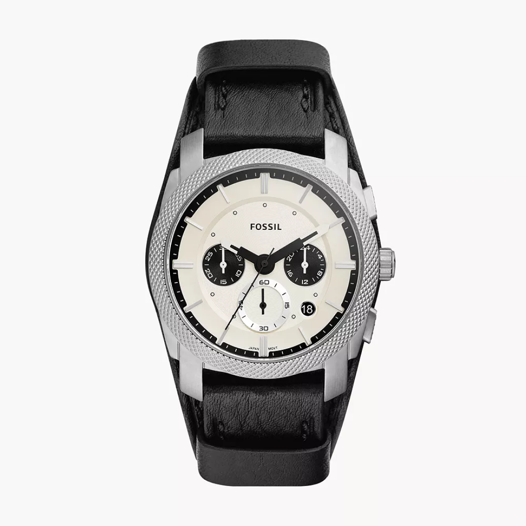 Fossil Black Watch, Machine Chronograph Black LiteHide™ Leather Watch