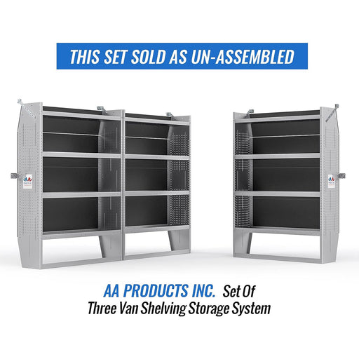 AA Products Inc. P-SH-Tote Shelf Kit for Van Shelving Storage, 3 Plastic Storage Box W 1 Set Organizer Holder for Small Parts, Screws and Hardwares