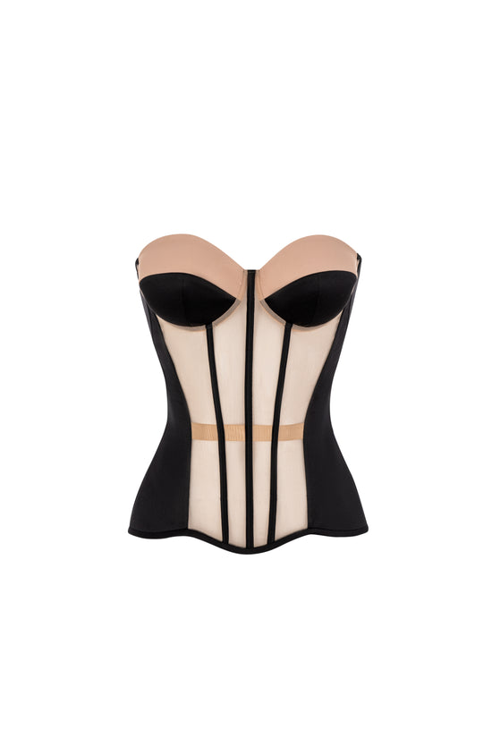 Black satin top corset - STATNAIA