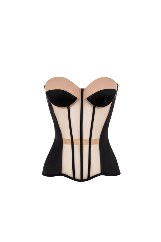 Satin bustier top with stitching Black RC22F017A010 - buy at the