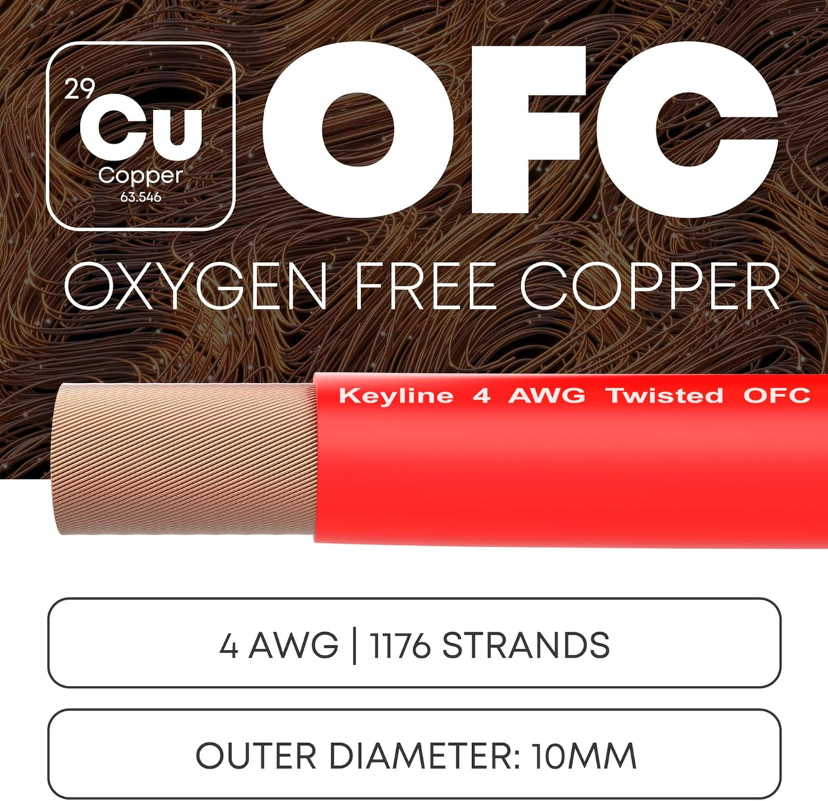 OFC 4 AWG Gauge Wire (25ft) Red | Oxygen Free Copper, Automotive Wire, Power/Ground, Battery Cable, True Spec Welding & Automotive, Car Audio Speaker, RV Trailer, Amp Wiring by Keyline Chargers