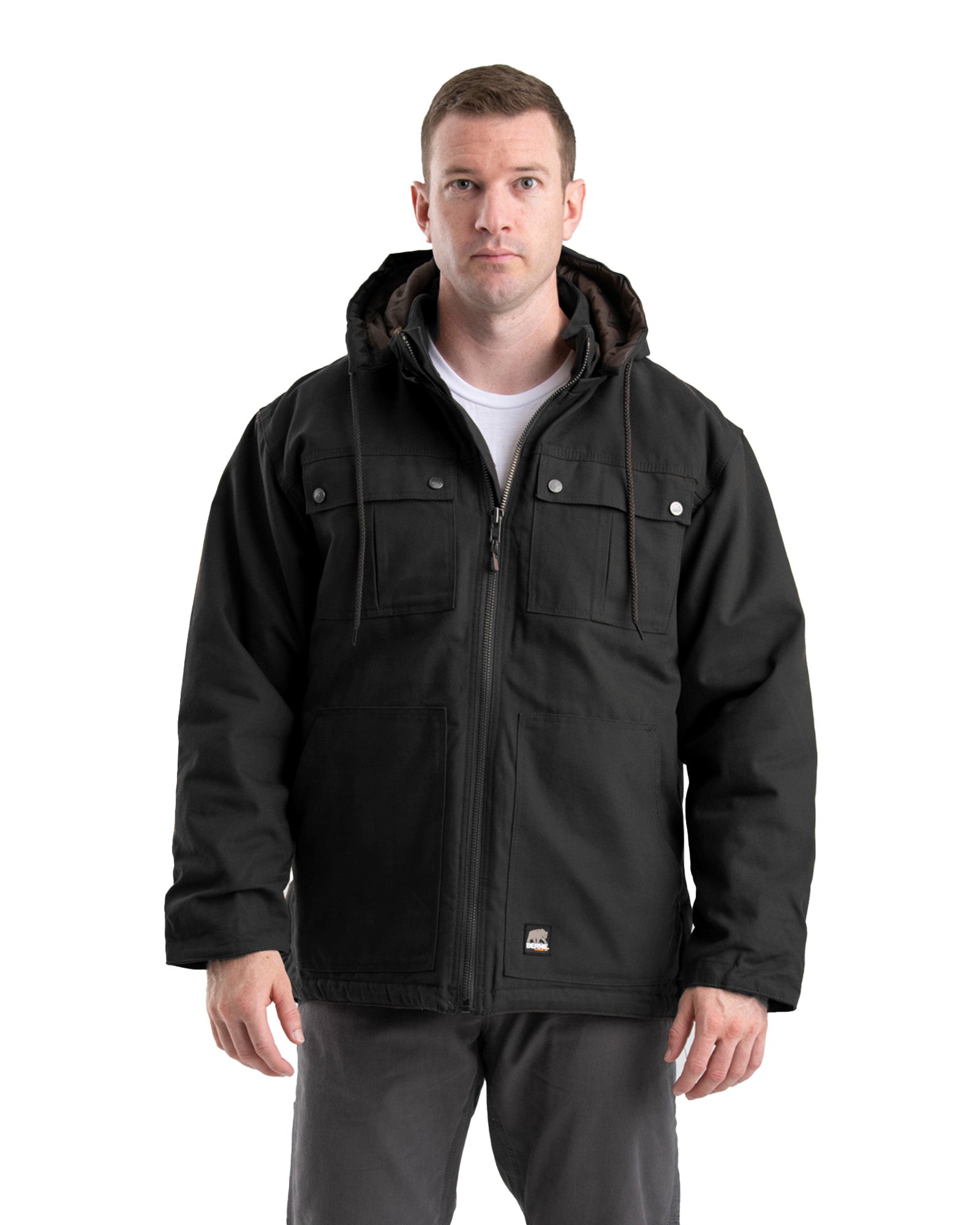 Men's Washed Duck Hooded Outdoor Work Jacket