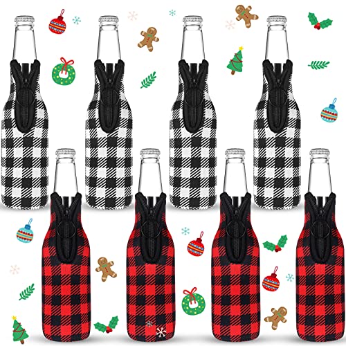  Perthlin Summer Beer Bottle Insulator Sleeve with Zipper  Neoprene Insulated Bottle Jackets Keep Warm and Cold Beer Bottle Sleeves  with Stitched Fabric Edges for Party (8 Piece, Artsy Style): Home 