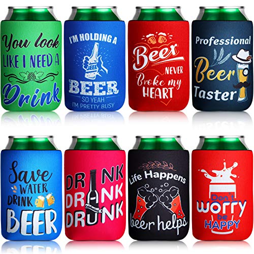  Perthlin Summer Beer Bottle Insulator Sleeve with Zipper  Neoprene Insulated Bottle Jackets Keep Warm and Cold Beer Bottle Sleeves  with Stitched Fabric Edges for Party (8 Piece, Artsy Style): Home 