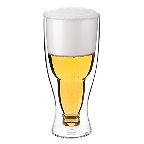 Beer Glass Belgian Style Stemmed Tulip - 13 oz Lambic Beer Glasses - Set of 4 w/ Coasters