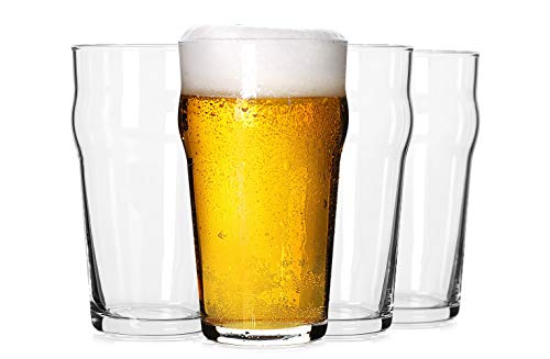 Glaver's Pilsner Glasses 16 oz. Beer Glasses, Set of 4 Tall Original Mason Glasses, Wheat Beer Pint Glasses, Drinking Cups for Juice, Smoothies