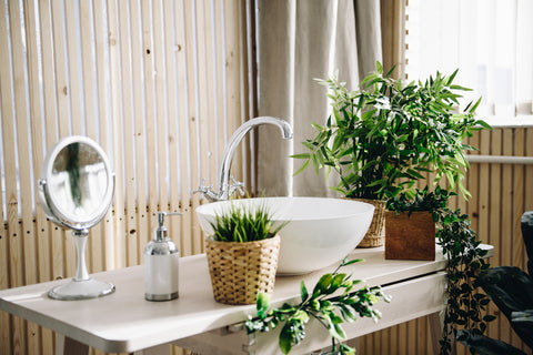 fake plants bathroom decor, by AllSeasonsHouseDecor