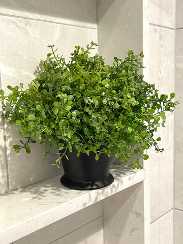 fake plants in black ceramic pot, artificial plant bathroom decor, premium faux potted plants, by AllSeasonsHouseDecor