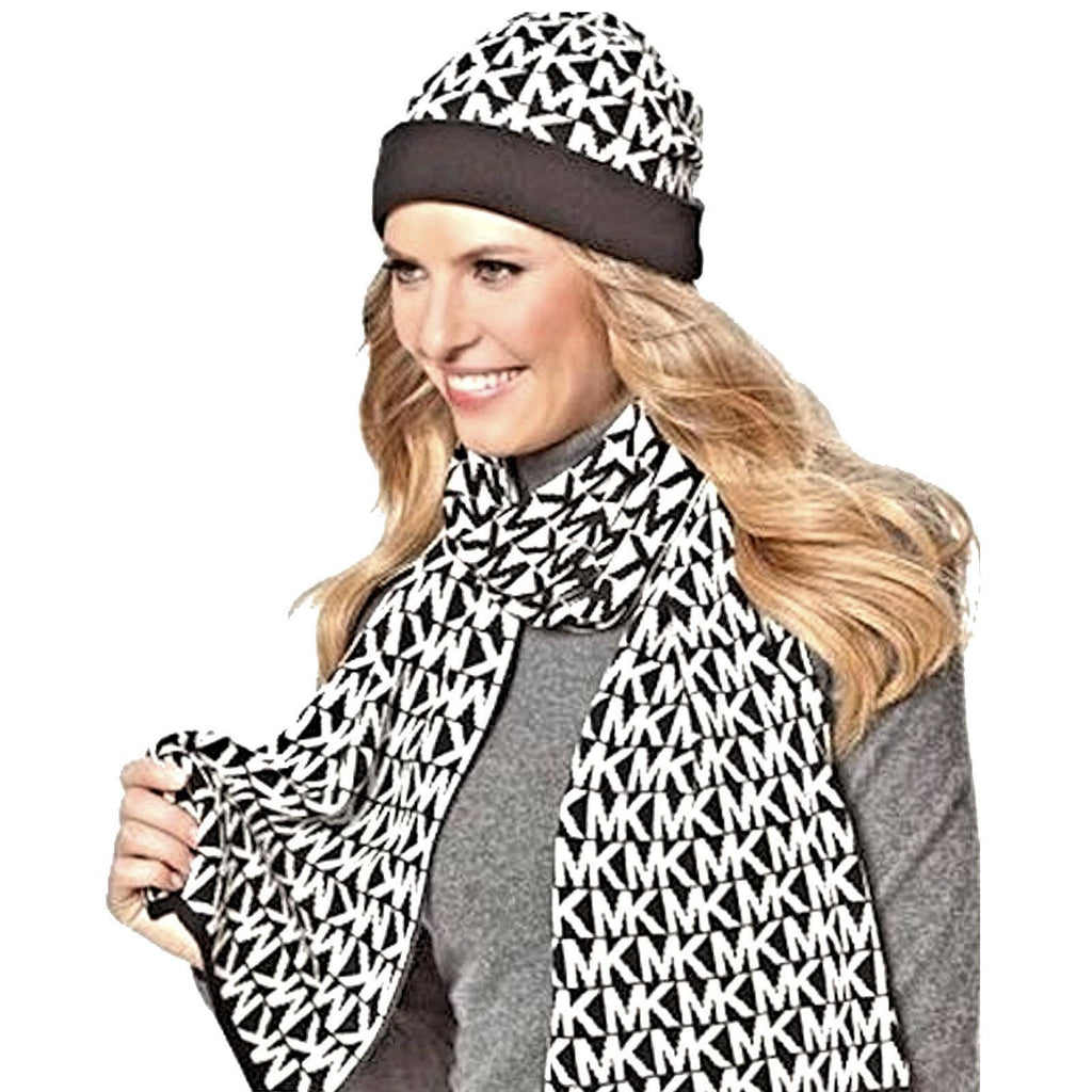 michael kors black and white scarf