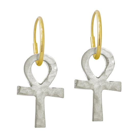 Medium Ankh   Endless Hoop Charm Earring