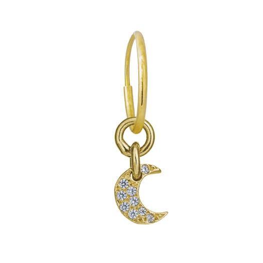 Gold Pav  Thundermoon   Endless Hoop Charm Earring