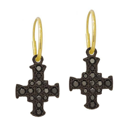 Tiny Charm - Three Petal Black / Gold / 16