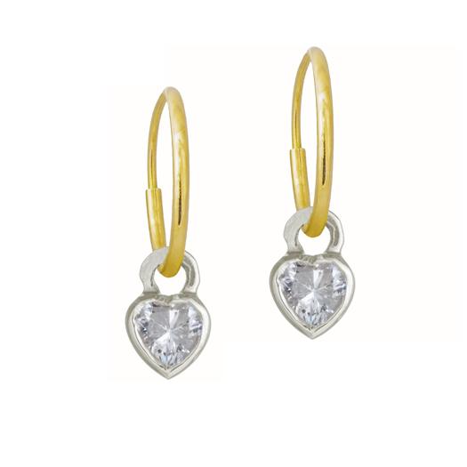 Tiny Bezel Heart   Endless Hoop Charm Earring