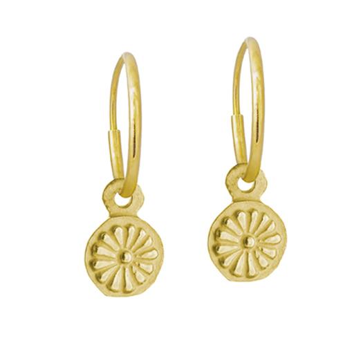 Gold Tiny Helios   Endless Hoop Charm Earring