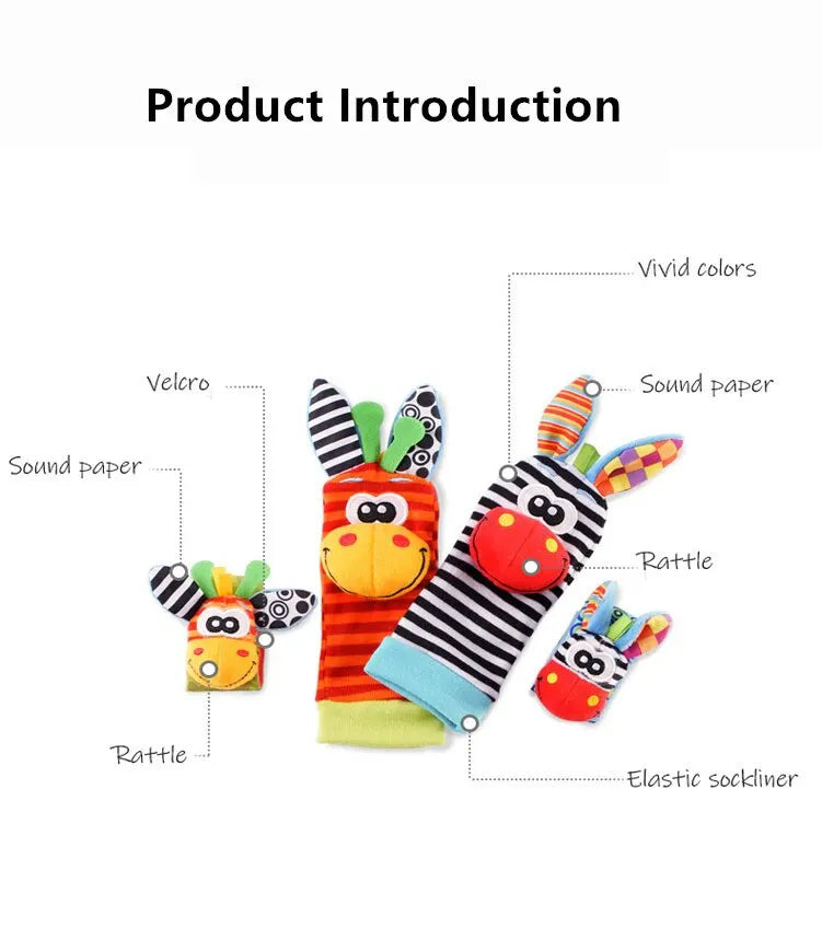 0-12 Months Baby Rattles Toys Animal Socks - NTKSTORE
