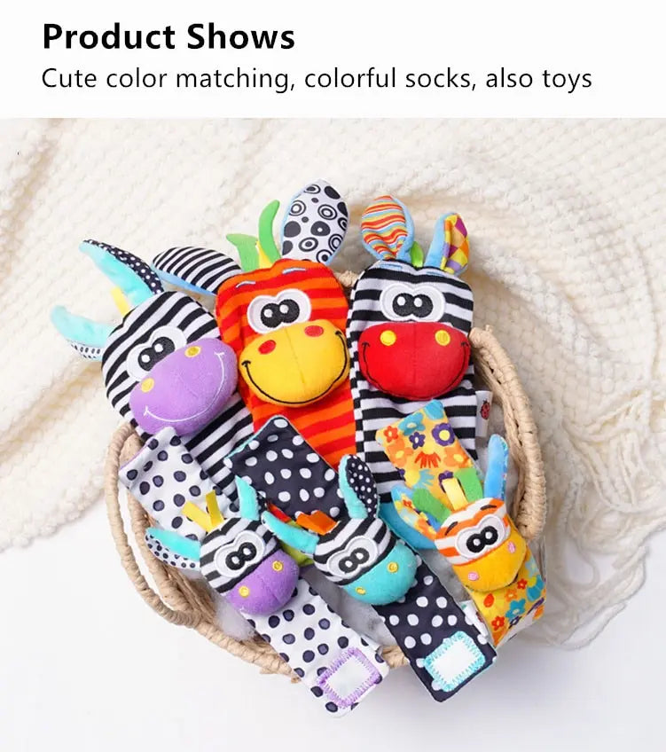 0-12 Months Baby Rattles Toys Animal Socks - NTKSTORE