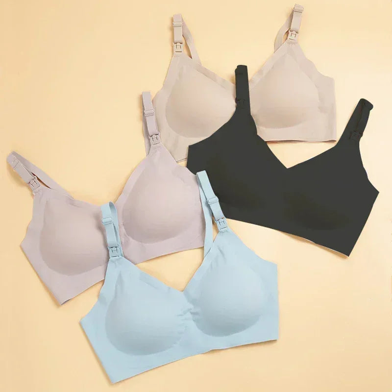 Ultra Thin Laser Cutting Ladies Feeding Bra Seamless Removable Padded Breastfeeding Bras Plus Size Push Up Maternity Support Bra - NTKSTORE