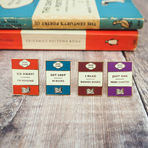 Book Lover Enamel Pin Badge Set