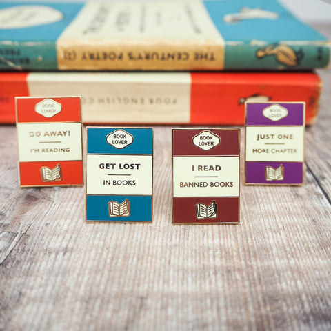 Book Lover Enamel Pin Badge Set