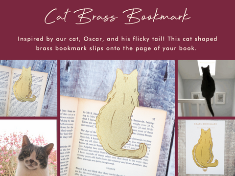 Cat Brass Bookmark - gift for cat lover